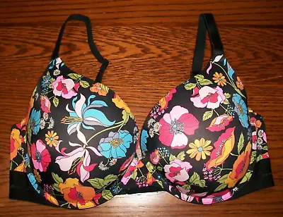 Victoria's Secret 32d 34d Pink Bright Floral Push Up Plunge U/w Multiway Bra • $6.95