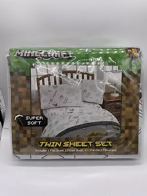 Minecraft 3 Piece Twin Size Sheet Set Brand New - Mojang - White/Neutral • $19.99