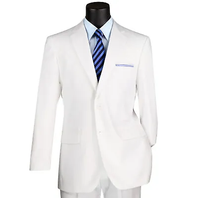 VINCI Men's White 2-Button Suit W/ Flat-Front Pants Reg-Fit - NEW • $100