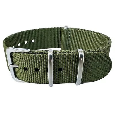 Watch Strap Green Nylon One Piece Band Military Army MOD 16mm 18mm 20mm 22mm UK • £5.95