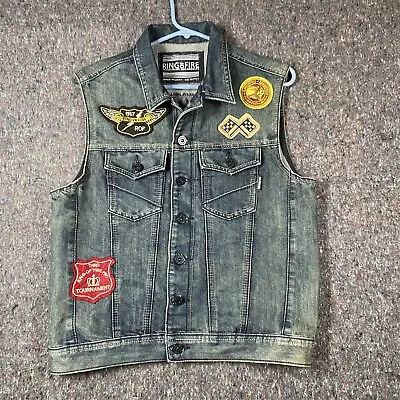 Ring Of Fire Denim Vest Mens Small Los Angeles Motorcycle Club • $32
