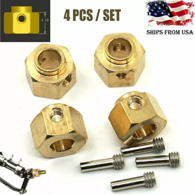 Brass Heavy Duty 8mm Thick 12mm Hex Wheel Hubs For 1:10 RC Crawler TRX-4 • $12.25