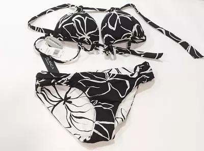 NWT La Blanca Swim Wear Reversible Bikini (Black/White/Floral Print) Mixed Size • $26.39