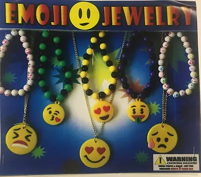 24 Emoji Emoticon Necklaces Bracelets Party Favors Goody Bags Treat Boxes Pool • $10.49