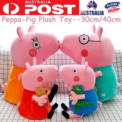 Peppa-Pig Plush Toy George Peppa Dad Mum Soft Stuffed Doll Kids Gifts 30cm/40cm • $19.89
