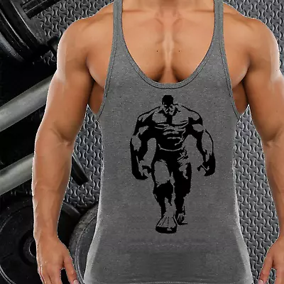 £7.99 • Buy Hulk Silhouette Gym Vest Stringer Bodybuilding Muscle Training Fitness Singlet