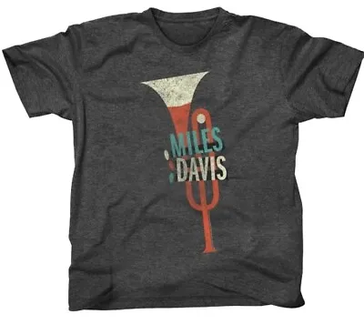 Authentic Miles Davis Trumpet Slim Fit T-Shirt Heather Charcoal S-2XL NEW • $24.99