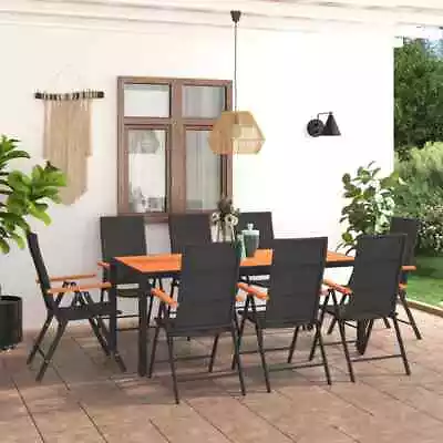 9 Piece Garden Dining Set Black And Brown • £812.99