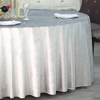 SILVER 120  Round Premium Velvet Tablecloth Event Light Gray Reception Linens • $32.79