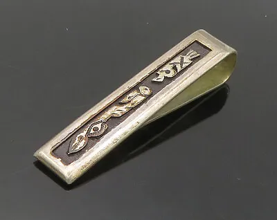 925 Sterling Silver - Vintage Oxidized Detail Square Tie Clip - TR2199 • $31.94