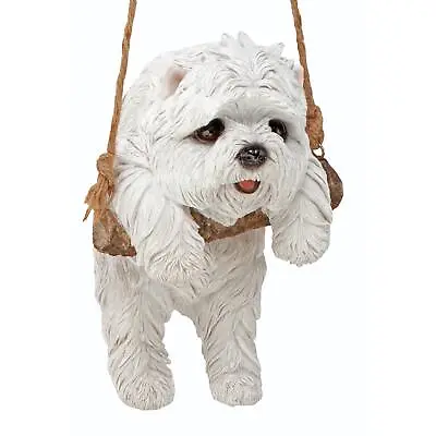 Design Toscano White Maltese Puppy On A Perch Hanging Dog Sculpture • $31.90