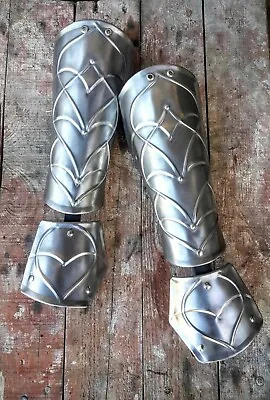 Pair Of Elven Steel Bracers Fantasy Larp Armor Medieval Knight Costume • $112.80