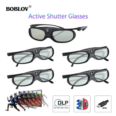 £77.39 • Buy 5x 3D Active Shutter 3D Glasses DLP-Link USB Rechargable For BenQ Acer Sony