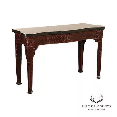 Maitland Smith Carved Mahogany Serpentine Console Table • $1695