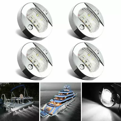 4X Marine Boat LED Stern Lights White Cabin Deck Courtesy Light Round Waterproof • $12.06