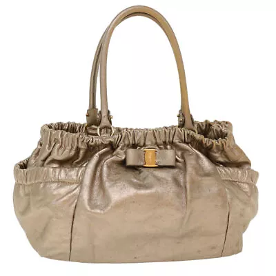 Salvatore Ferragamo Shoulder Bag Leather Bronze Auth 39941 • $124.22