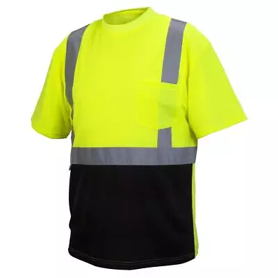 High Visibility ANSI Class2 HI VIS LIME Reflective Tape Road Work Safety T-Shirt • $10.99