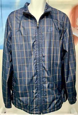 Vintage NIKE Plaid Windbreaker Silver Tag Full Zip Mens Size XL Jacket Blue Coat • $20