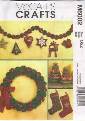 McCall's M6002 Crafts Sewing Pattern Christmas Stocking Wreath Garland Ornaments • $6.64