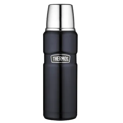  THERMOS Stainless King 16oz 470ml Insulated Beverage Bottle Flask Midnight Blue • $35.95