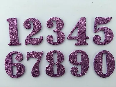 Kids Purple Numbers Glitter Crafts Self Number Adhesive • £1.50