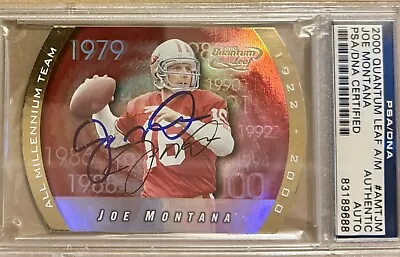 Joe Montana 2000 Quantum Leaf All Millennium Team Die-Cut Dual PSA AUTHENT AUTO • $199