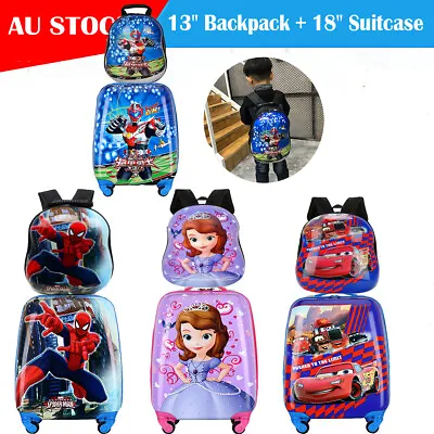Kids Toddler Travel Carry On Hard Shell LuggagCartoon 18 Suitcase & 13 Backpack  • $54.54