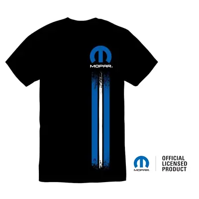 Mopar Logo Rally Stripe Short Sleeve Cotton T-Shirt Black Official Licensed • $17.99