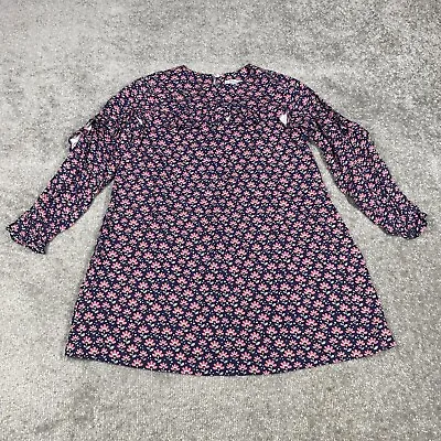 Mayoral Shift Dress Girls Youth 8 Blue Pink Floral Print Ruffle Long Sleeve • $15.16