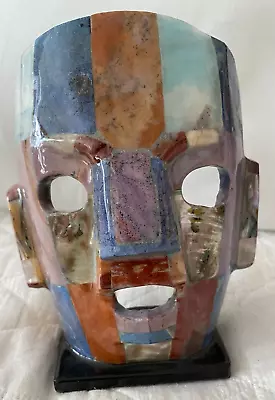 Vtg Aztec Mayan Mosaic Semi Precious Stone & Abalone Shell Facial Burial Mask • $40