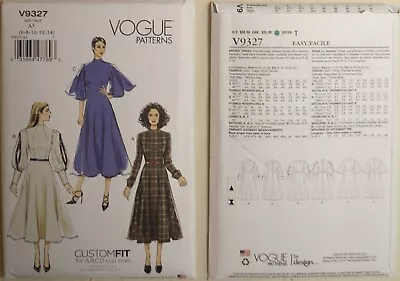 Vogue Pattern V9327 - Misses' Dress - Mid Calf Hem 3 Sleeve Variations • $14.99