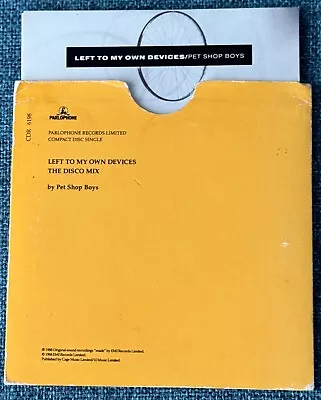 Pet Shop Boys - Left To My Own Devices (uk Double Sleeve Cd) • $30.82