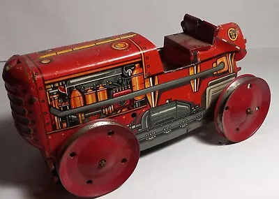 Marx Tin Wind-up Red Climbing Tractor TD 18 Diesel 12 Litho Works • $15