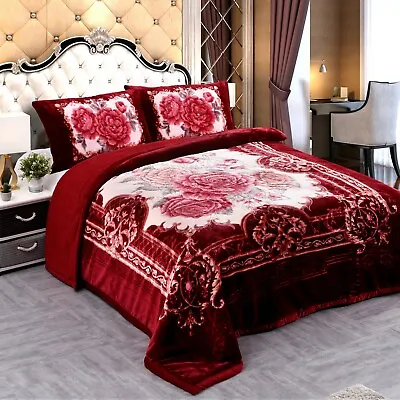 Sherpa Fleece Blanket 3 Piece Comforter Set Animal Flower Bed Blanket • $59.99