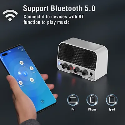 LEKATO Mini Guitar Amplifier 5.0 Bluetooth 5W Rechargeable Electric Amp Set • $32.99
