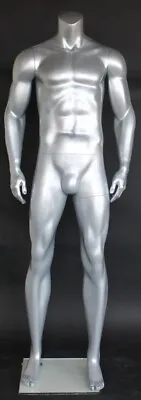 New 5 Ft 11 In Athletic Headless Male Mannequin Muscular Body Form Silver STM052 • $319.99