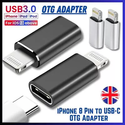 IPhone OTG Adapter USB Type C To 8 Pin Data Converter Charger For 12 13 14 IPad • £1.99