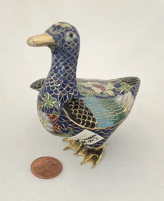 $28.88 • Buy Vintage Cloisonne Enamel And Bronze Blue Flying Duck Figurine