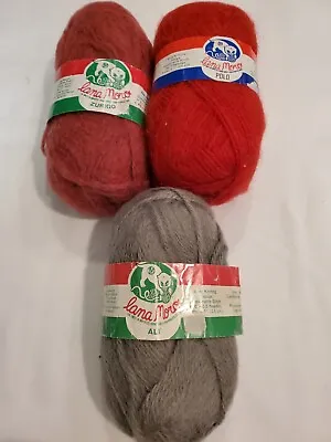 Lana Moro Poly Zurigo Ali Yarn. 3 Skeins. Wool Mohair. Vintage. Gray/red/burgund • $12