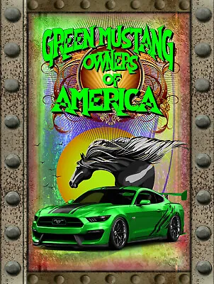 Metal Ford Green Mustang Wall Decor 12x18 • $34.95