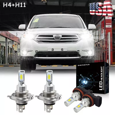 For 2008 2009 2010 Toyota Highlander LED Headlight Hi/Lo + Fog Light Bulbs Combo • $24.79