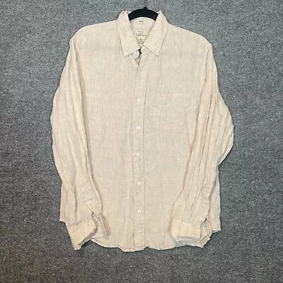 J.Crew Shirt Mens Medium Beige Linen Irish Slim Fit Long Sleeve Casual • $18.99