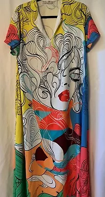 NWOT Essence Miami Ronda Dress Yellow Multicolor Size M / L Made In Italy  • $17