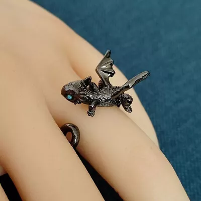 Creative Funny Black Flying Dragon Rings For Women Man Adjustable Animal Rings • $4.39