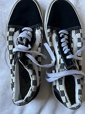 VANS Off The Wall Checkered Lace Up Low Top Black/white Sz Women’s 8 • $8
