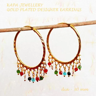 Kapa 22 Ct Gold Plated Earrings Indian Ethnic Jewelry Hoop Creole Earring E37 • £9.95