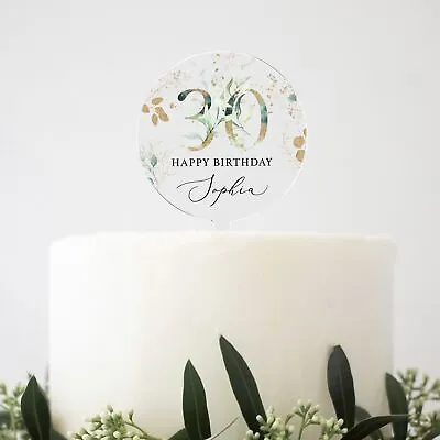 Personalised Happy Birthday Cake Topper Birthday Acrylic Cake Topper 18th 21st • £7.99