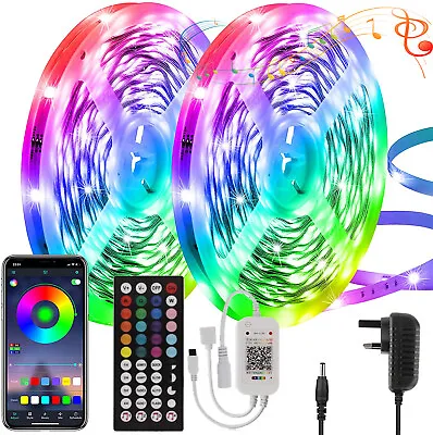 15 M RGB LED Strip Lights Colour Changing Bluetooth Cabinet Kitchen TV Bar Tapes • £14.69