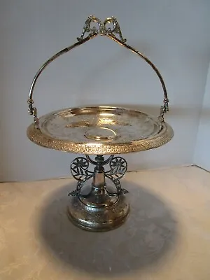 Pairpoint Quadruple Silver-plate Brides Basket Footed Handle Swivel #1214 14 ½”T • $258