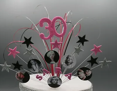 Cake Topper Marilyn Monroe Stars Hearts 18th 21st 30th 40th 50th 60th 001 • £14.99